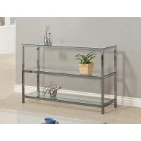 Coaster Furniture 720229 Ontario Sofa Table with Glass Shelf Black Nickel